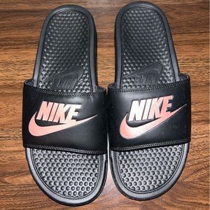 Black/Pink Nike Women's Slides